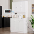Furnify 71' H Pantry Cabinet with Charging Station, Tall Kitchen Pantry Storage Cabinet with Microwave Stand, Farmhouse Kitchen Hutch with Storage Drawer for Living Room, Dining Room, White