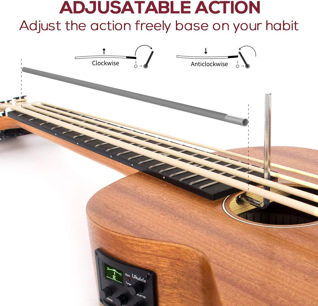 Electric Acoustic Bass Ukulele, Horse 30 inch Sapele Professional Aquila EADG with Gig Bag Strap Picks for Beginner and Advanced