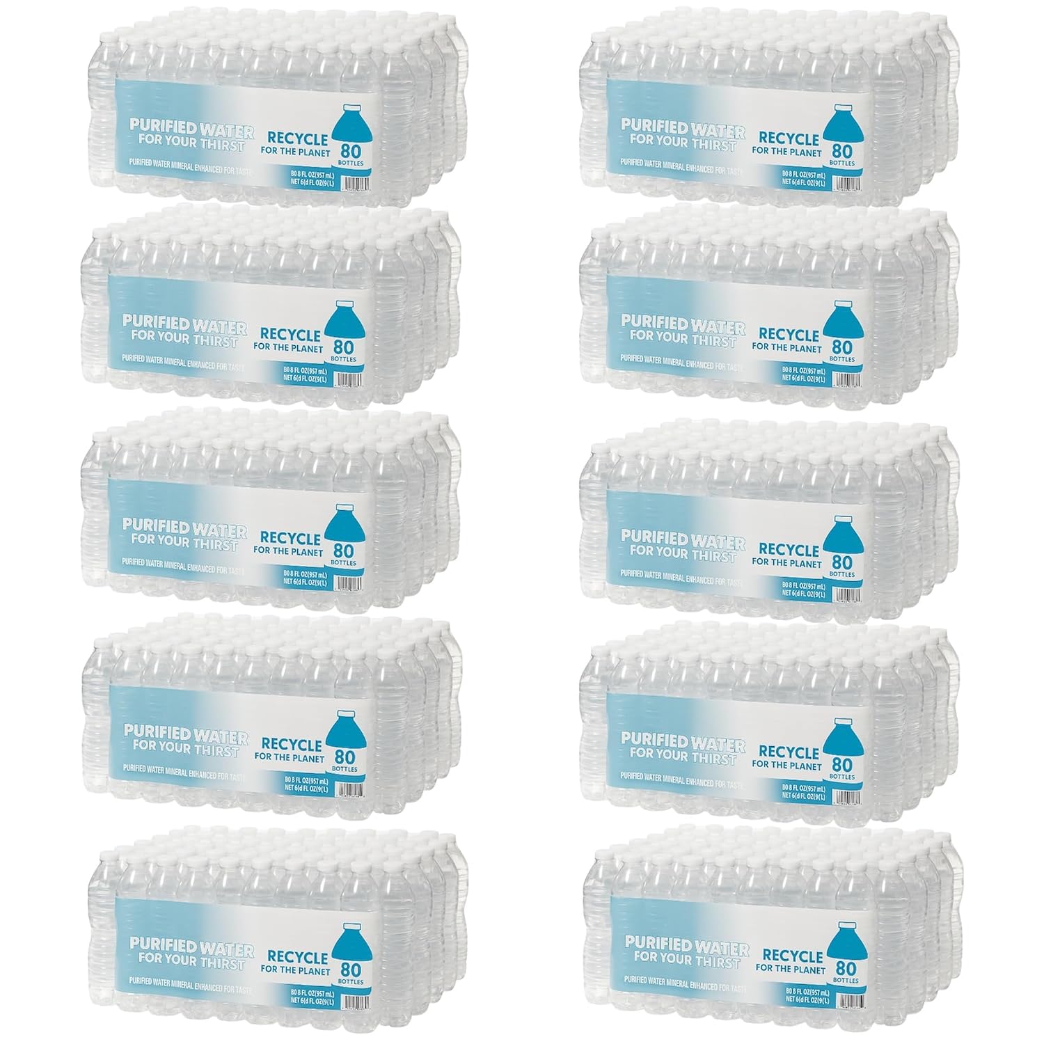 Purified Wаter 8 oz. bоttle, 80 pk -Small Bоttles Of Wаter - Mini Wаter Bоttles - 8 oz PACK OF 10 (TOTAL 800 Bоttles)