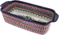 Blue Rose Polish Pottery - Red Floral Butterfly Loaf Baker - 9.25' x 5' - Ceramic Bread Baking Dish for Baking & Serving Loaves