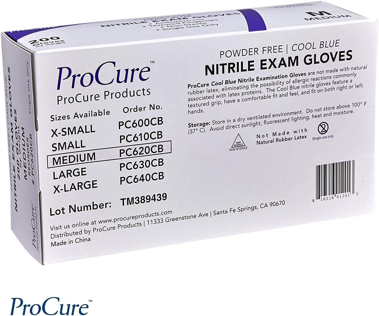 ProCure Disposable Nitrile Gloves - Medium, 2,000 Count Case - Powder Free, Rubber Latex Free, Medical Exam Grade, Non Sterile, Ambidextrous - Soft with Textured Tips - Cool Blue