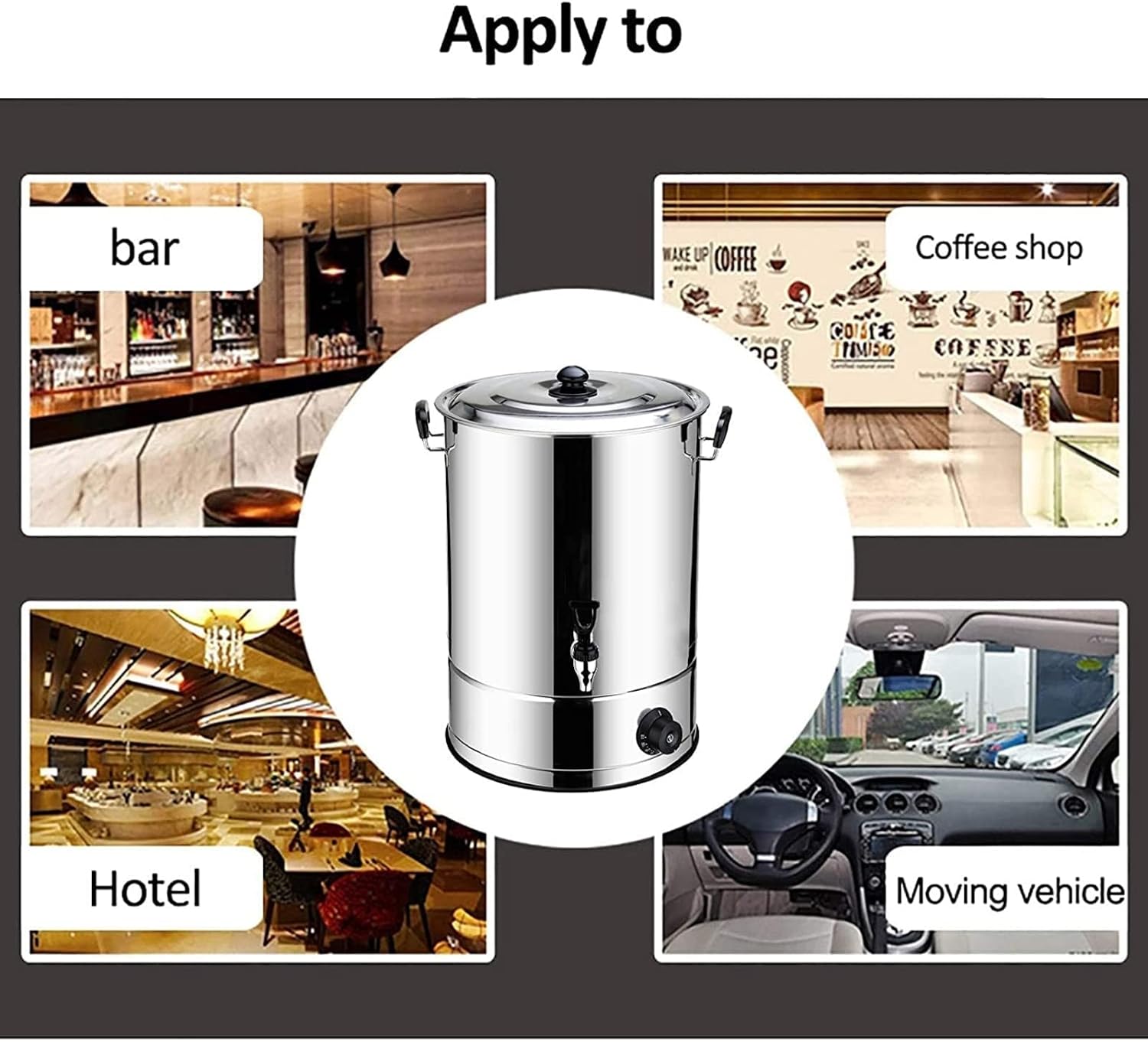 Catering Hot Water Boiler - 20 Litre Commercial Stainless Steel Urn with High Heat Transfer Efficiency and Dry Burning Prevention