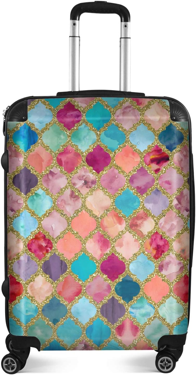 Glitter Moroccan Watercolor Suitcase - 24' Medium - Checked