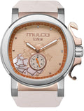 MULCO Le Fleur Gardenia Women's Watch – 43 mm Stainless-Steel Case, Rose-Gold Bezel, Mother-of-Pearl Dial with Crystal Accents, Pure Silicone Strap, Quartz Multifunction Movement, 10 ATM Waterproof
