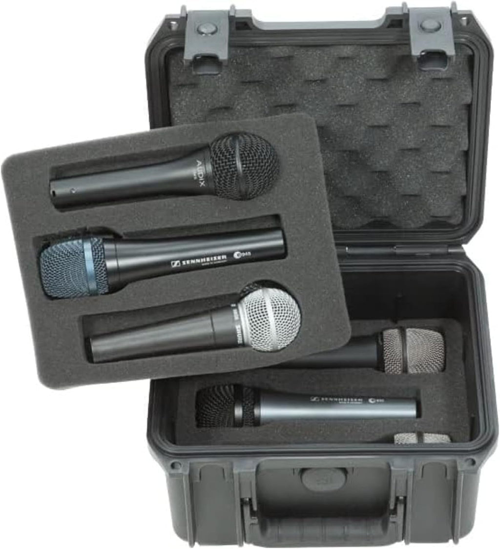SKB 3I-0907-MC6 Injection-Molded Waterproof Case for Six Microphones - Black