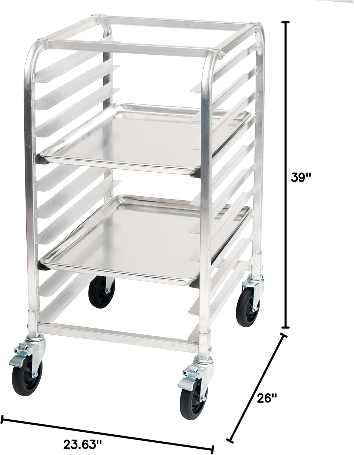 Winco 10-Tier Aluminum Sheet Pan Rack with Brake