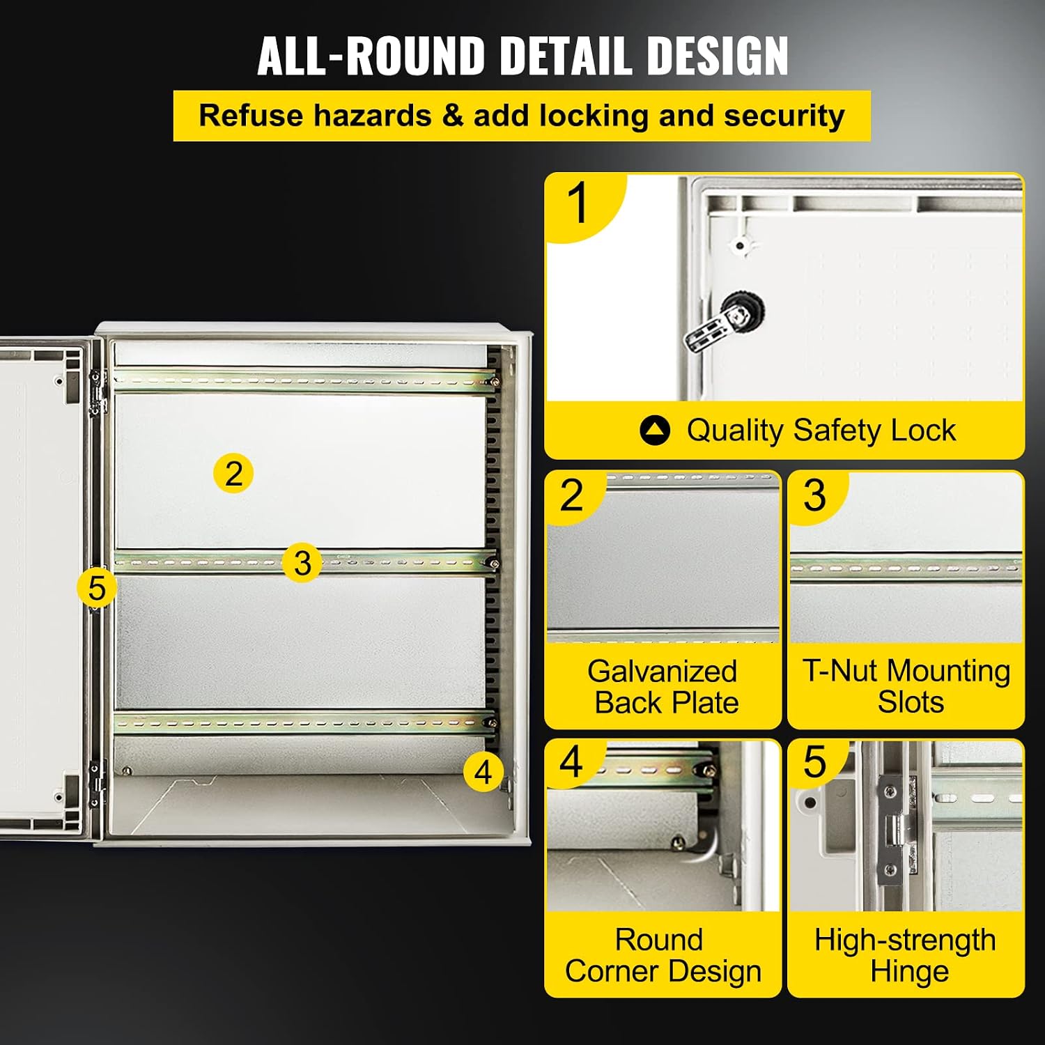 Happybuy NEMA Steel Case, 24x20x9'' NEMA 4X Fiberglass Electric Enclosure, with IP66 Water and Dust Resistance, Ideal for Both Outdoor and Indoor Applications, Comes with Mounting Plate (60x50x23 cm)