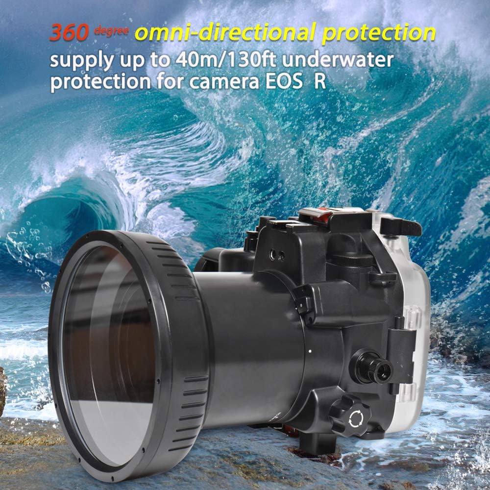 Seafrogs 40m/130ft Underwater Housing Waterproof Case for Canon EOS R, Compatible with 24-105mm Lens, for Underwater Photography or Videography