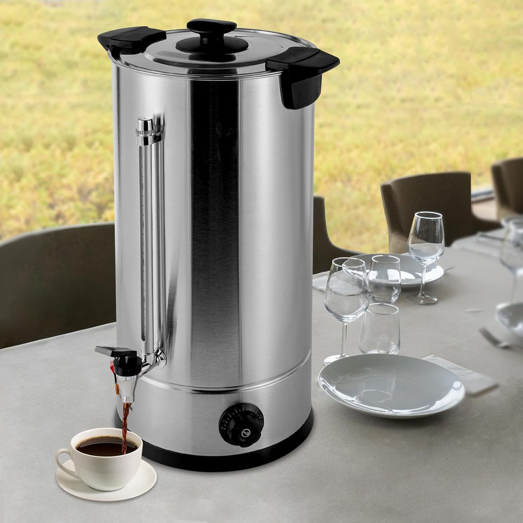 25L/6.6gal Commercial Coffee Urn Grade Stainless Steel Electric Tea Kettle Hot Water Boiler Commercial Catering Hot Water Kettle Electric Coffee Urn for Home Party Office 150 Cups