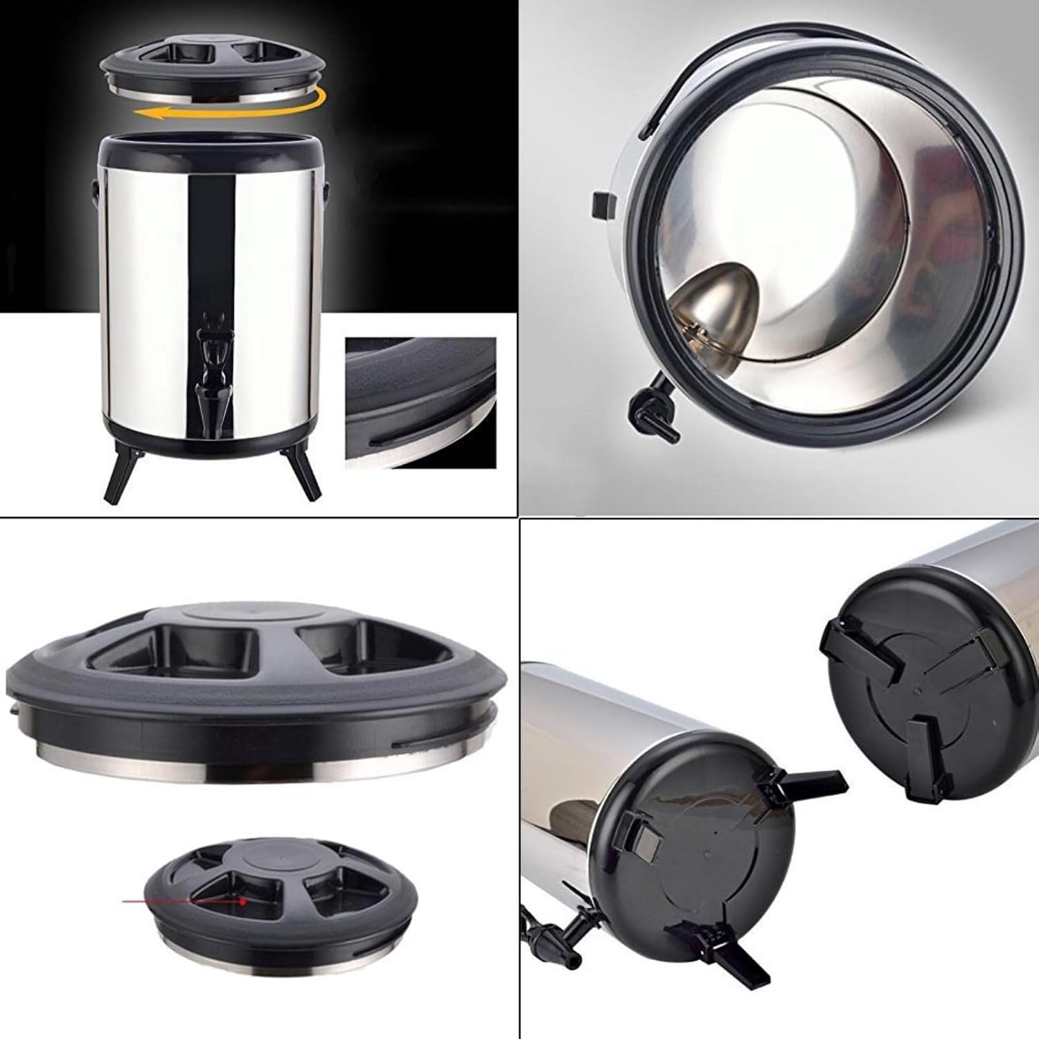 8 L Insulated Drink Dispenser Hot Water Dispenser 2.11 Gallon Stainless Steel Beverage Dispenser Coffee Urns Hot and Cold Drink Dispenser with Pump Spigot for Party Tea, Milk, Water