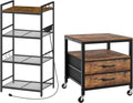 MAHANCRIS Bakers Rack with Power Outlet and Mini Fridge Stand Bundle, 4-Tier Fridge Stand with Storage, BRHR40E01N1-RSHR5001