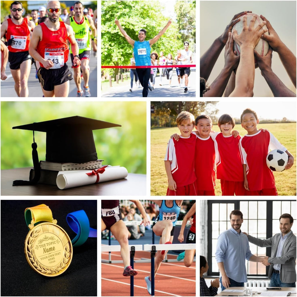 Custom Gold Medals for Awards Bulk- Personalized Pieces Design Your Own Award Medals with Text Logo Image, 1st 2nd 3rd Place Medals for School Programs Sports Family Events Office Award Ceremony