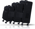 TACH LITE Samba Softside 3 Piece Luggage Set 20/24/28 Inch | Connectable Suitcases with Spinner Wheels Lightweight Travel Suitcase with Wheels Carry On & Checked Bags | Soft Sided Luggage Set (Black)