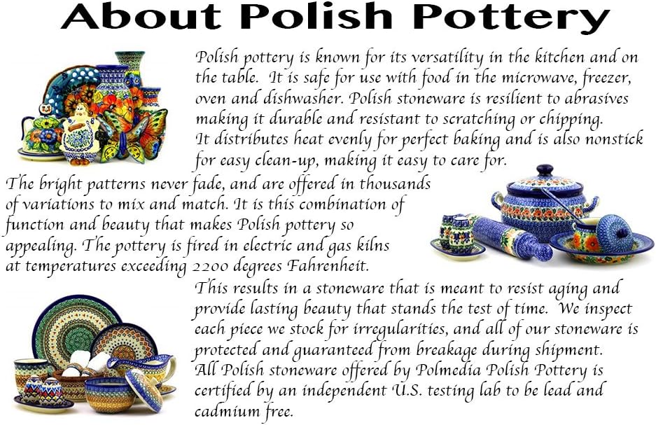 Polmedia Polish Pottery Rectangular Baker UNIKAT - Autumn Poppies Pattern Handmade in Boleslawiec Poland by Ceramika Artystyczna + Certificate of Authenticity