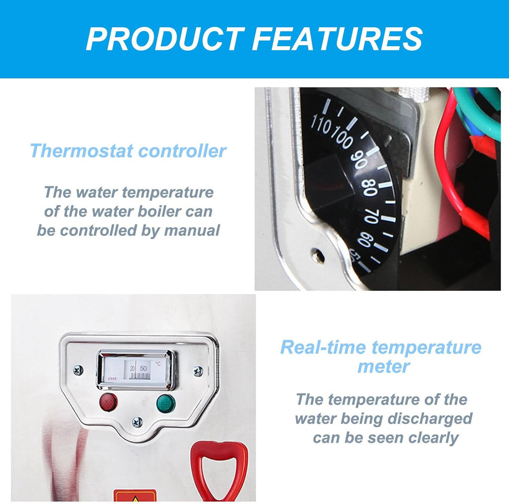 Adjustable Temperature Water Boiler, Electric Heating Drinking Water Dispenser,Rapid Boiling in 3 Minutes, Knob Temperature Control,220V-30L