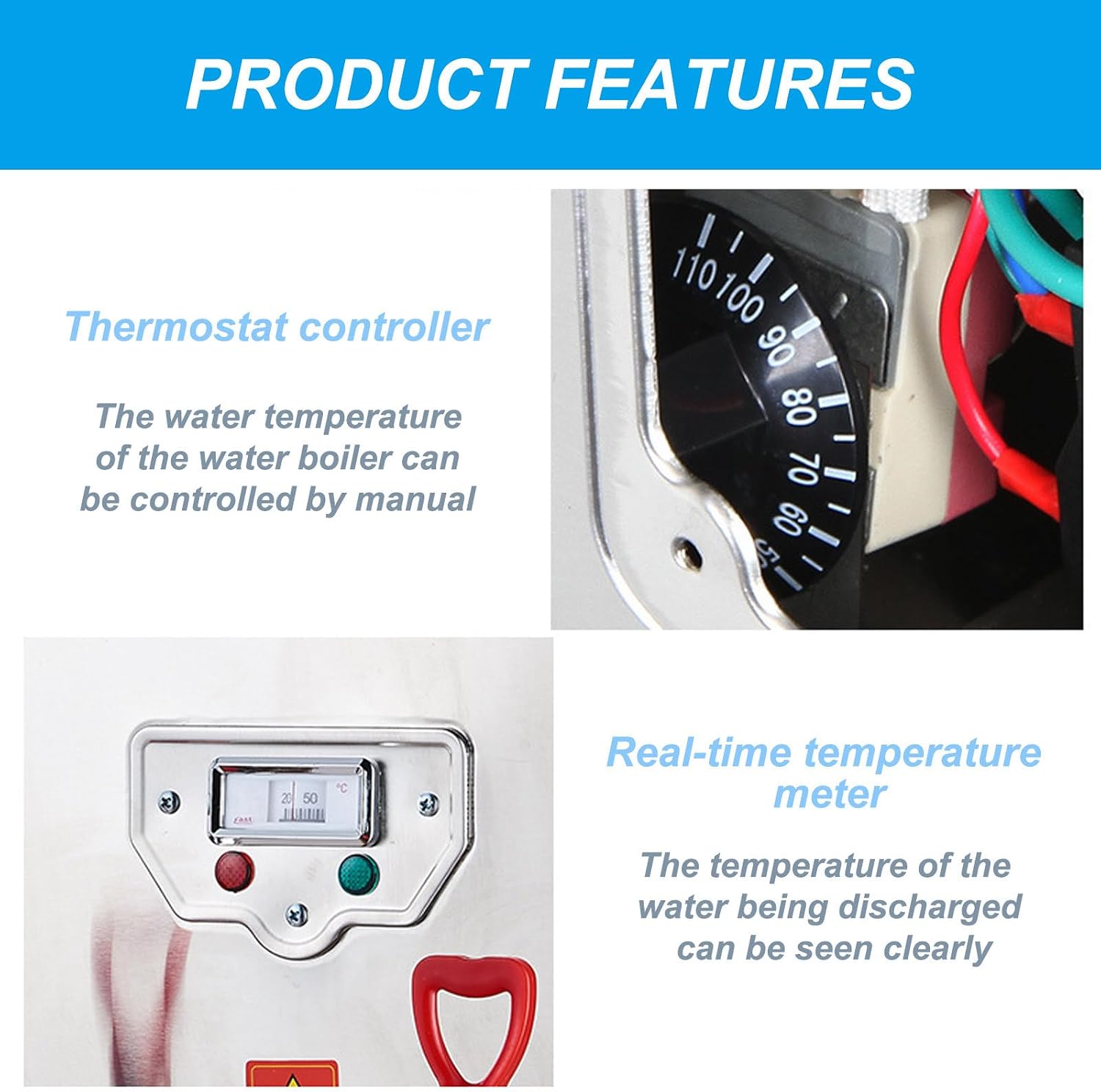 Adjustable Temperature Water Boiler, Electric Heating Drinking Water Dispenser,Rapid Boiling in 3 Minutes, Knob Temperature Control,220V-30L