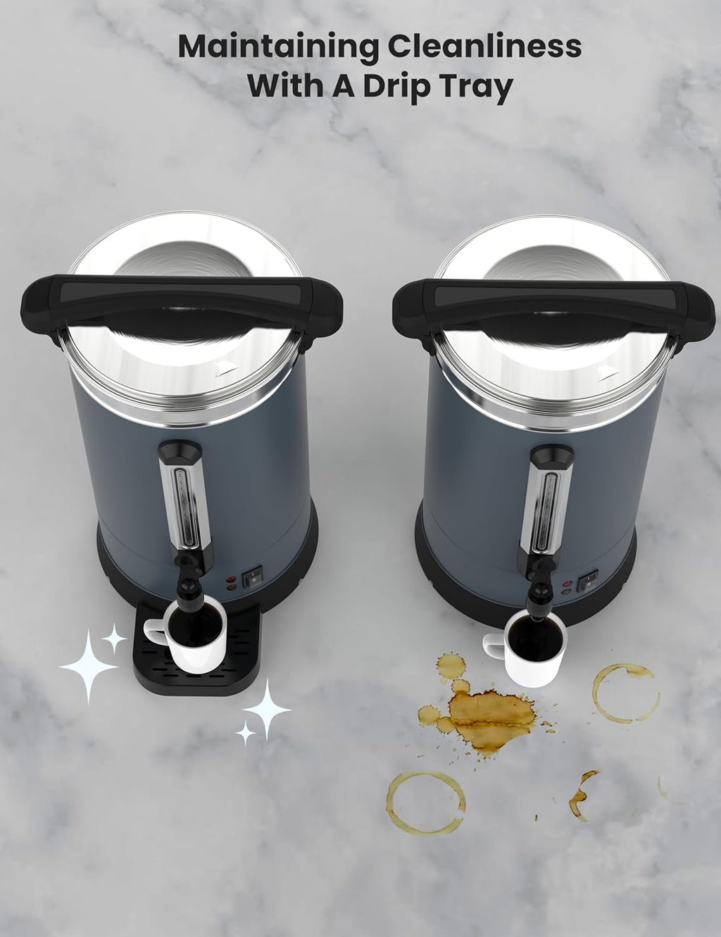 100 Cup Commercial Coffee Urn (14L/3.8 Gal), Double-Wall Insulated Stainless Steel Electric Hot Beverage Dispenser with Fast Brew for Catering, Events & Buffets