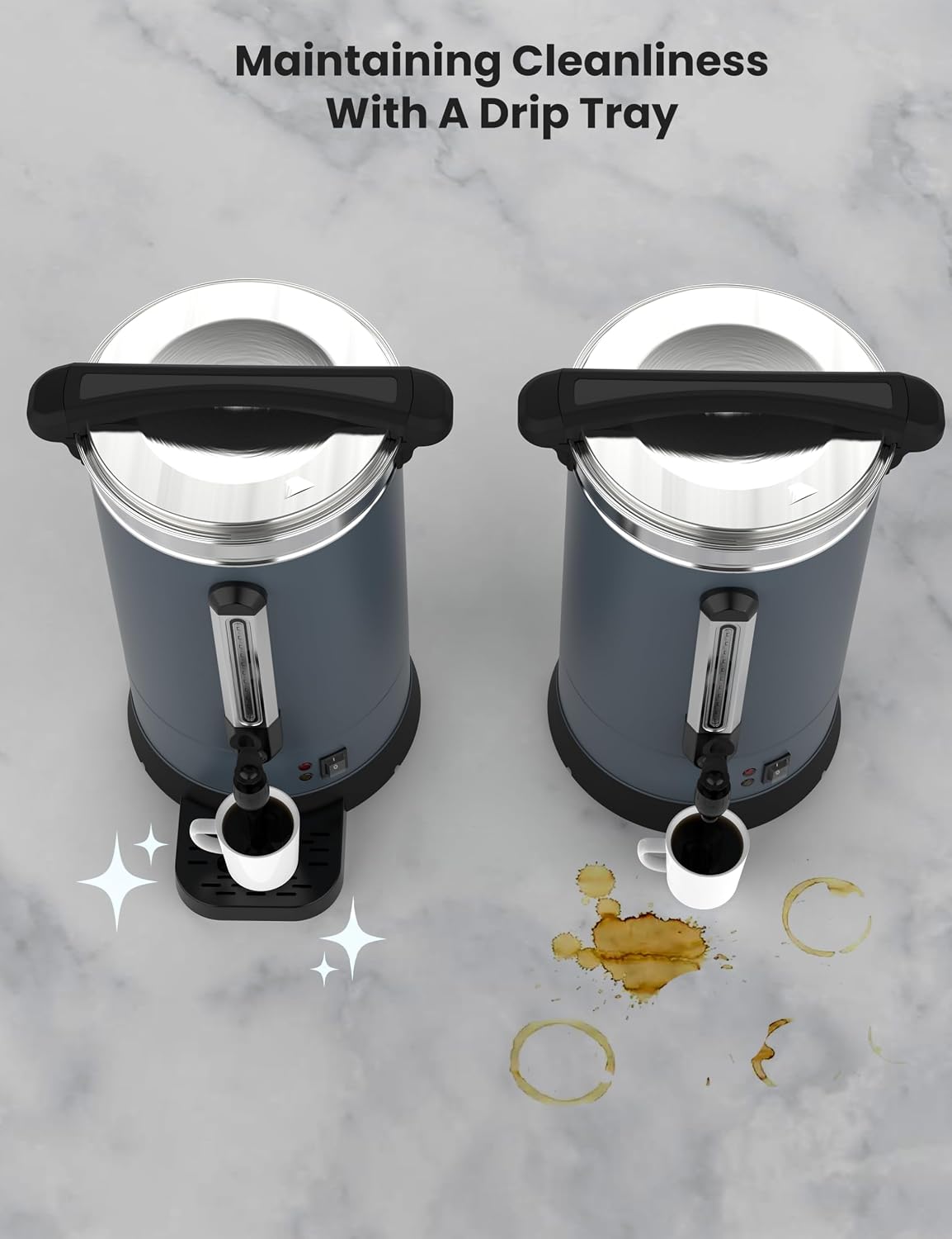 100 Cup Commercial Coffee Urn (14L/3.8 Gal), Double-Wall Insulated Stainless Steel Electric Hot Beverage Dispenser with Fast Brew for Catering, Events & Buffets