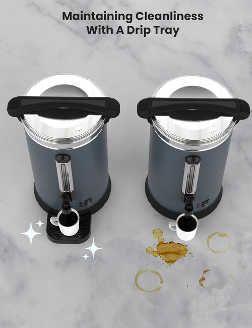 100 Cup Commercial Coffee Urn (14L/3.8 Gal), Double-Wall Insulated Stainless Steel Electric Hot Beverage Dispenser with Fast Brew for Catering, Events & Buffets
