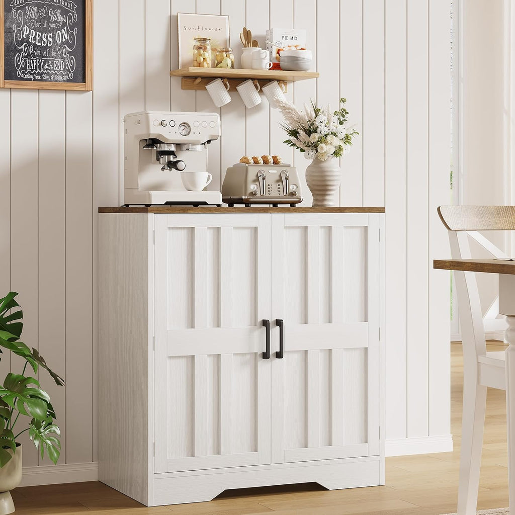 Sideboard Buffet Cabinet, Modern Farmhouse Kitchen Storage Cabinet, Small Modular Accent Cabinet Coffee Station Bar Media Console Table Credenza for Kitchen Dining Room, Living Room Entryway Hallway