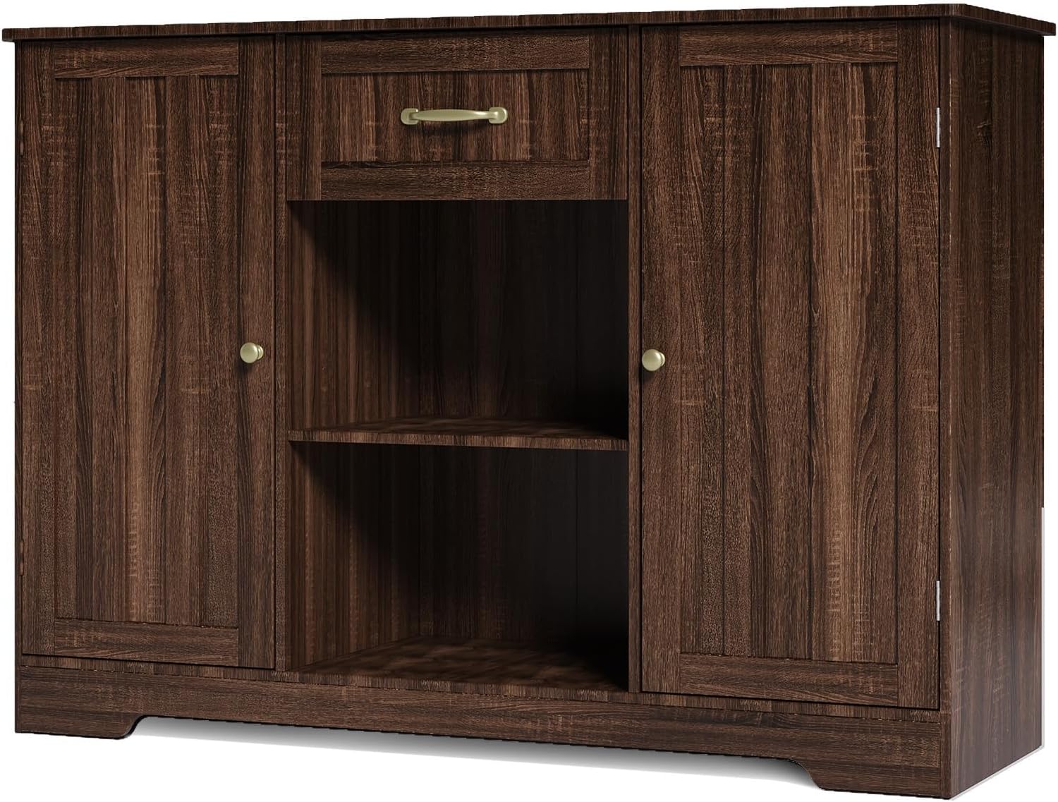 Gizoon 45' Kitchen Sideboard Buffet Cabinet with Storage Coffee Bar Cabinet with Drawer, Kitchen Pantry Storage with Door and Shelves for Bathroom and Living Room, Dark Brown
