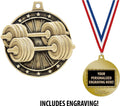 Crown Awards Weightlifting Medals, 2' Gold Bodybuilding Medal Award with Free Custom Engraving