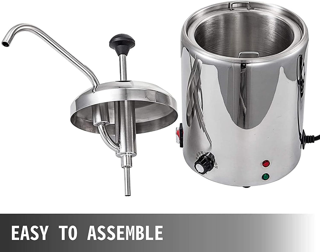 Cheese Dispenser with Pump,2.5L Capacity Hot Fudge Warmer, 800W Electric Hot Fudge Dispenser,10/20/30ML Automatic Cheese Dispenser for Hot Fudge Cheese Caramel,Temperature Control 30-110℃