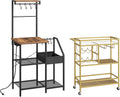 MAHANCRIS Bar Cart for Home and Bakers Rack with Power Outlet Bundle, Bakers Rack with Power Outlet, RCJ61B01-BRHR74E01