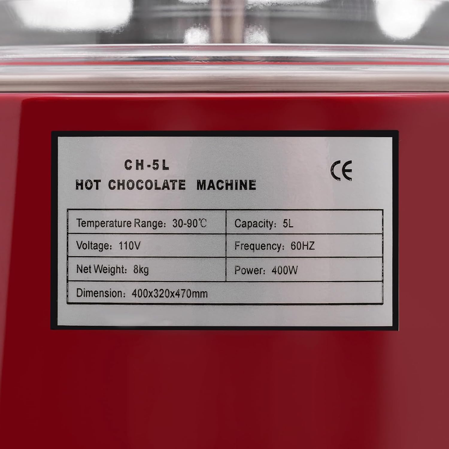 5L Hot Chocolate Machine,1.32gal Commercial Hot Chocolate Machine Maker with Temperature Control,400W Hot Beverage Warmer for Heating Chocolate Coffee Milk,Red