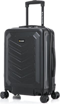 US Army Fox 20 inch Carry-On Hardside Luggage with Spinner Wheels | Lightweight Small Suitcase for Travel | Chevron Icon, Gel Handle, Side Studs, Retractable Trolley, Heavy Duty | Black