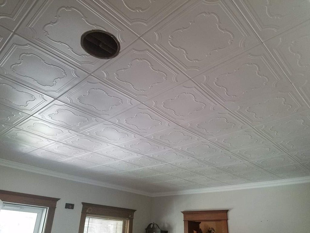 À LA MAISON CEILINGS R74 Coronado Foam Glue-Up Ceiling Tile (128 Sq. Ft./Case) Pack of 48 Plain White