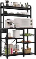 Garvee Bakers Rack with Power Outlet, 6-Tier Large Microwave Stand with Wire Basket, Large Coffee Bar Station, Open Storage Metal Kitchen Shelf Rack for Spices, Pots and Pans