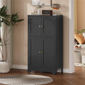 Metal Bathroom Storage Cabinet, Freestanding Pantry Floor Cabinet with 4 Doors and 2 Adjustable Shelves for Living Room, Dining Room, Kitchen
