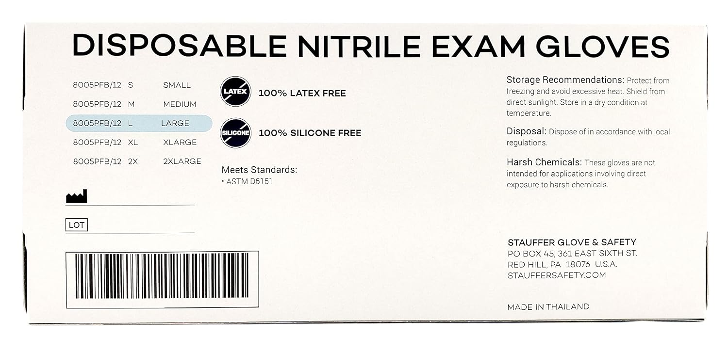 Blue Disposable Nitrile Gloves, 8 mil, Stauffer Sense8, Latex Free, 12' Long Cuff, Powder Free, Tough & Strong - Small (Case of 1000)