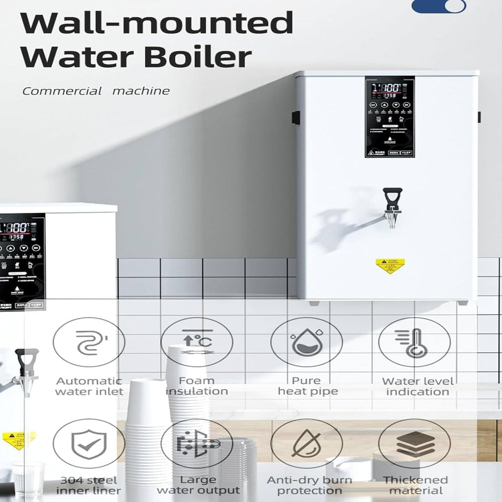 Commercial Water Boiler | 50L/60L/80L Steams Commercial Hot Water Dispenser,Milk Foamer, Steam Milk Frothing Machine for Espresso Coffee (50l/H)
