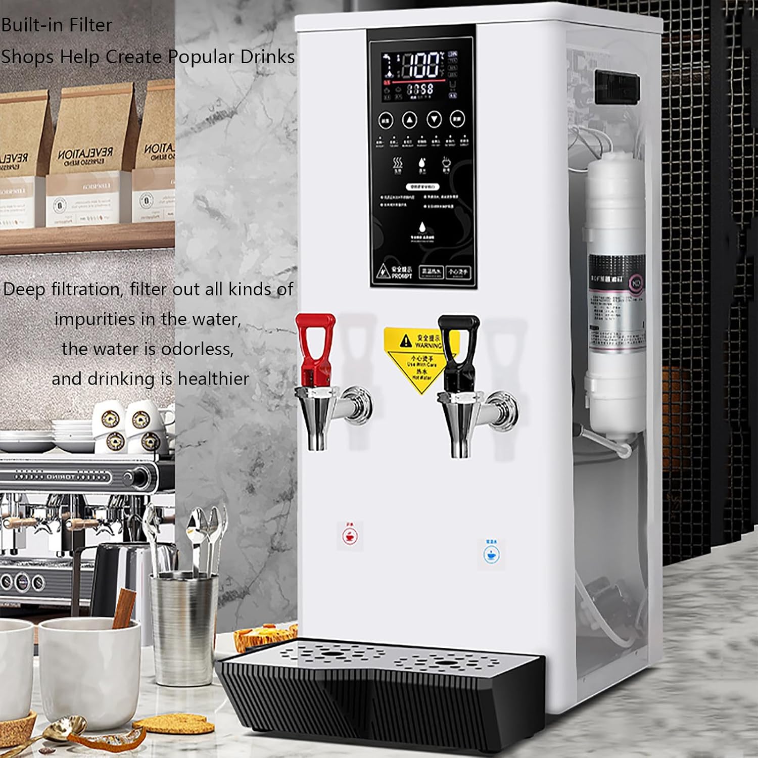 Commercial Water Boiler, Electric Commercial Hot Water Dispenser, Automatic 3000W Heating, for Tea Coffee Shop, Restaurant, Home, Office,White