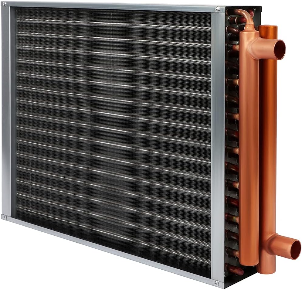 16x18 Heat Exchanger Water To Air , Forced Air Heating with 1' Copper Ports Hot Water Coil for Outdoor Wood Furnaces, Residential Heating