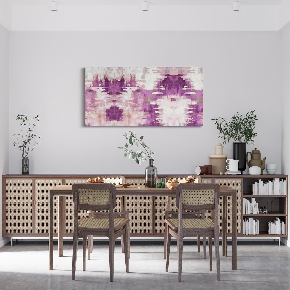 Erosebridal Violet Purple Abstract Wall Decor 58'x29',Ombre Watercolor Pastel Large Canvas Wall Art for Girls Women Female,Modern Gradient Poster Print,Elegant Brush Artwork Framed Canvas Prints