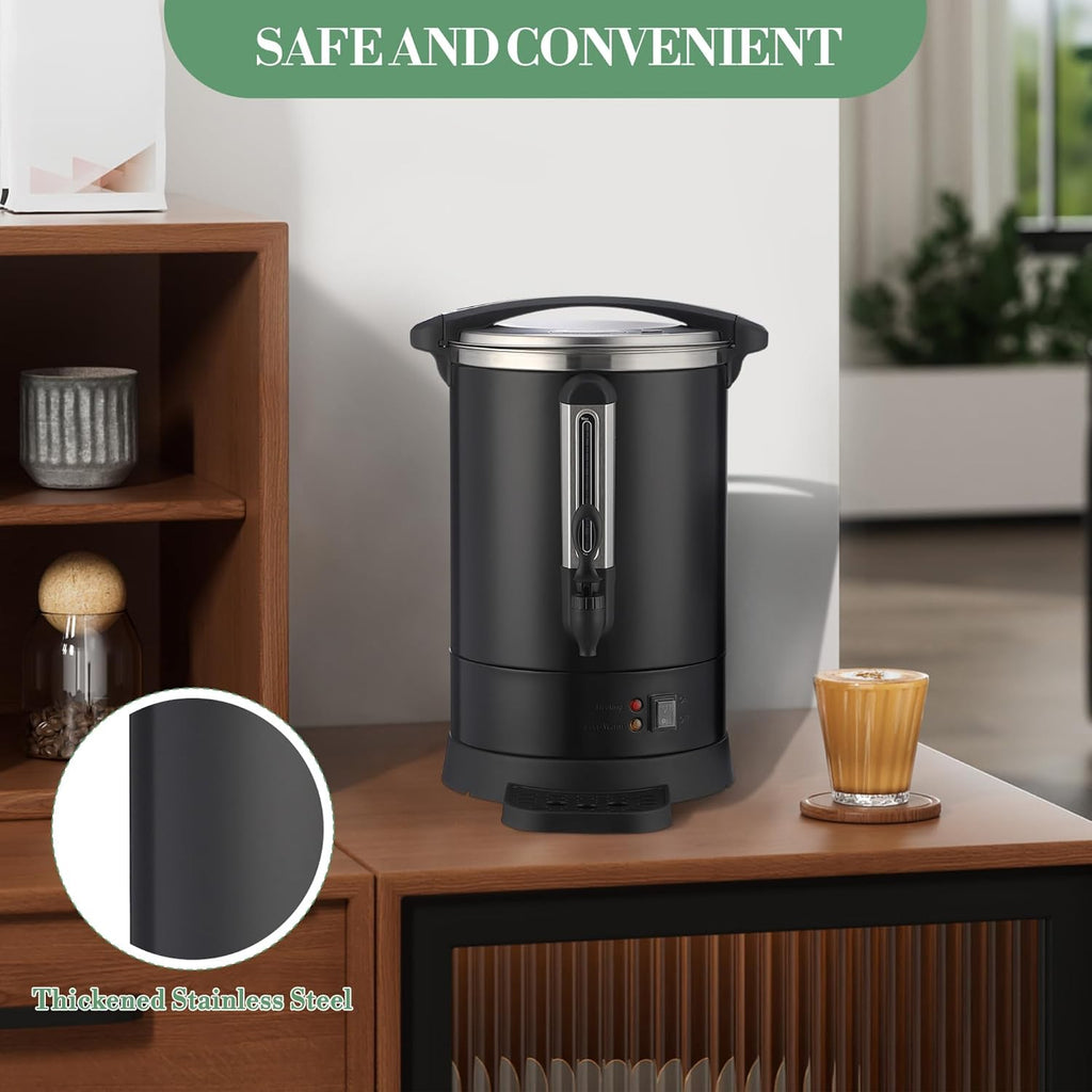 ‌Commercial Coffee Maker Urn,Stainless Steel Electric Hot Water Dispenser with Easy-Clean Design, Double Wall Insulation for Church, Office, Wedding Catering,12L