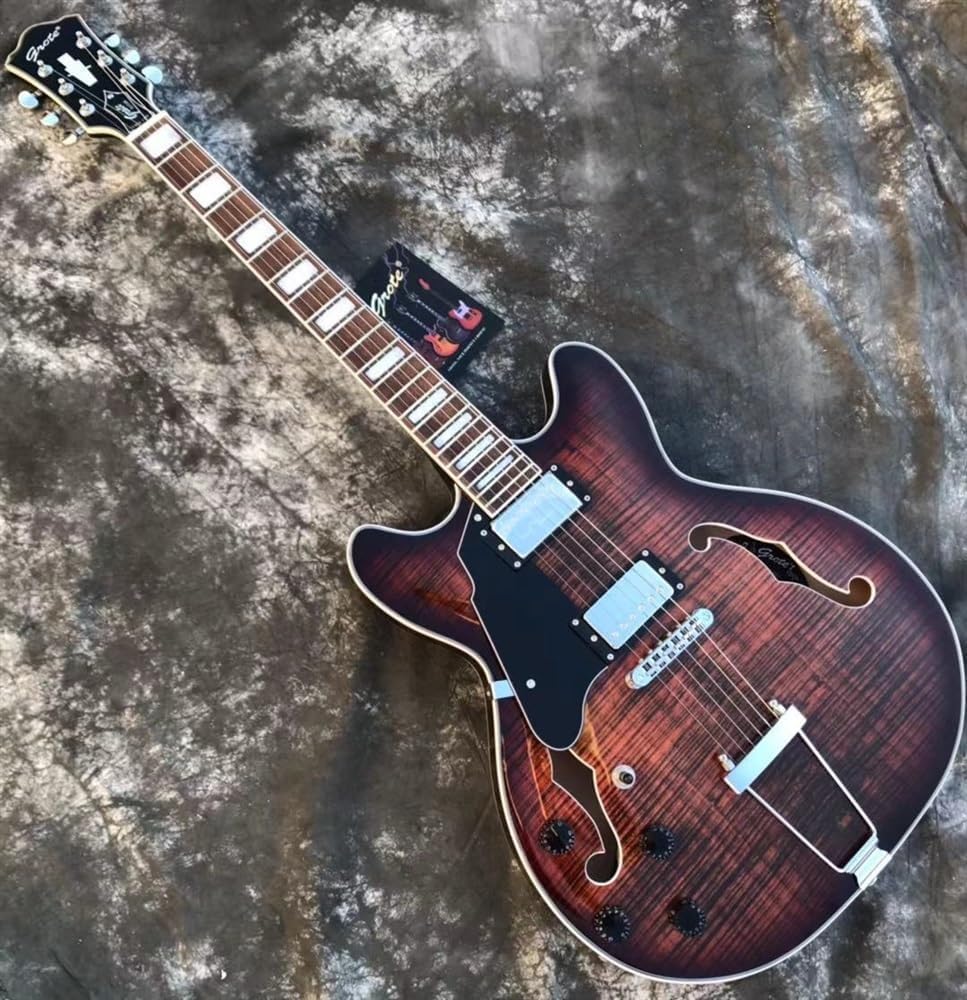 Custom Classic Lefty Jazz Electric Guitars Left Handed Jazz Customized Electric Guitar Hollow Body F Hole Electric Guitar