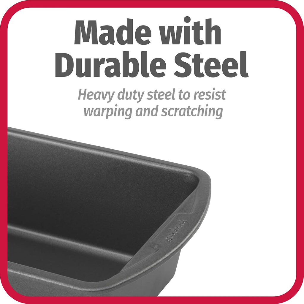 GoodCook Nonstick Loaf Pan Extra-Large Heavy-Duty Steel Bakeware with Easy-Clean Non-Stick Coating,Oven & Dishwasher Safe Pan for Meatloaf Breads Cakes Lasagnas Casseroles,13x5-Inch,Gray,(Pack of 12)