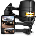 SCITOO fit for Ford for F150 Towing Mirrors with Puddle Light Black Rear View Mirrors fit 2004-2014 for F-150 with Turn Signal Lights Power Control Heated Manual Telescoping and Folding Features