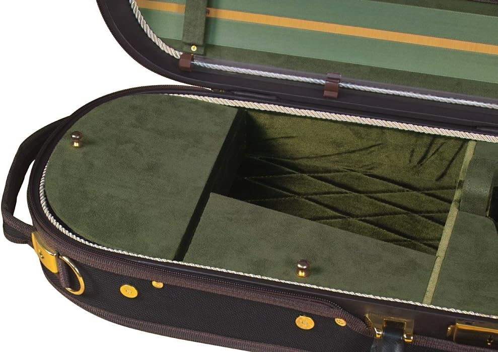 Baker Street BK-4030 Luxury Violin Case – Modern Oblong – Sturdy Plywood, Padded Velour Interior, Accessory Compartments & Shoulder Strap for Protection & Travel