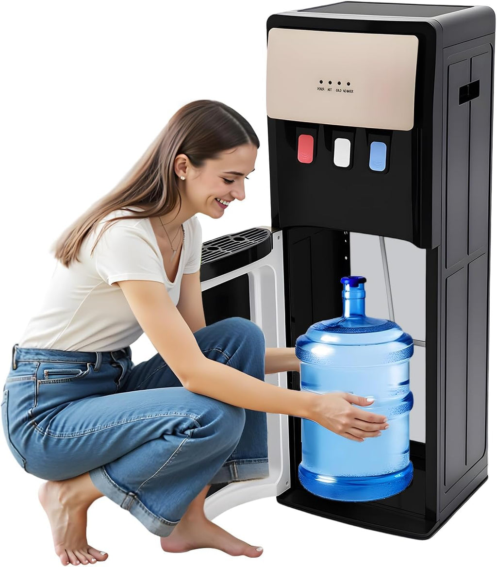 Bottom Loading Water Cooler Dispenser, 500W Hot and Cold Water Cooler with 3 Temperature Settings - Hot Cold & Room for Home Apartment Office Water Capacity 2L(Cold) & 5L(Hot) SJYTD-6 Gold
