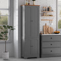 4 Door Pantry - 72.2'' Kitchen Cabinet with Adjustable Shelves, Freestanding Cupboard, Tall Storage Cabinets for Dining Room, Living Room, Laundry, Bathroom, Entryway, Grey