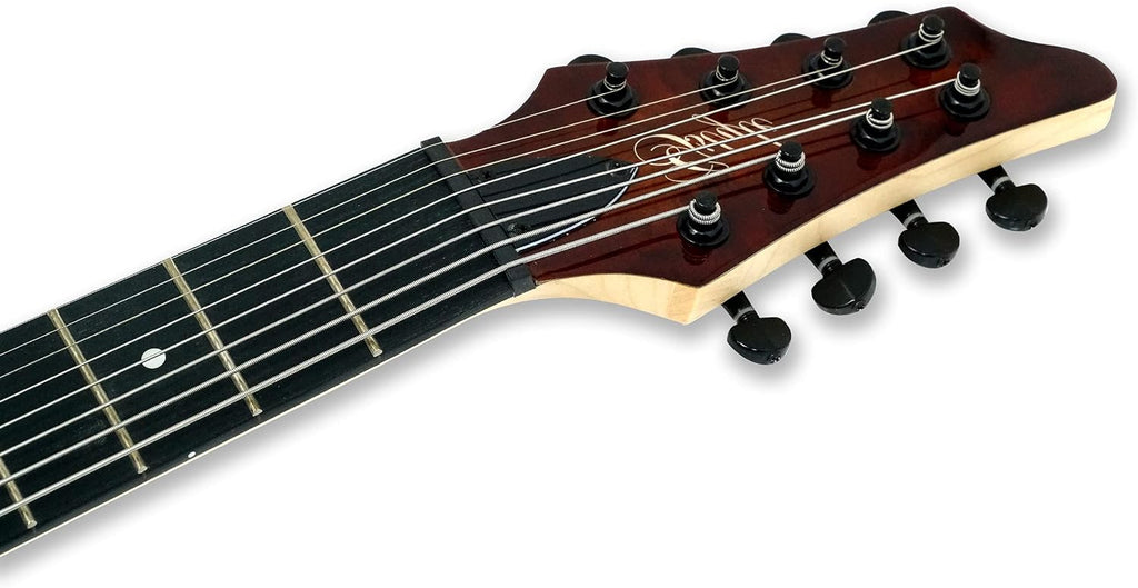 TARIO Left-handed 8 String Electric Guitar Burl poplar veener top okoume Wood Body Bolt On Maple Neck Poplar Wood Body