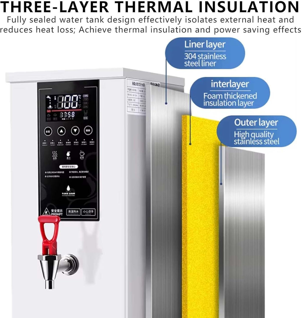 3000 w Electric Hot Water Dispenser,60L/h Large Output,Stainless Steel Commercial Instant Boiling Machine,Built-in Water Purifier,White