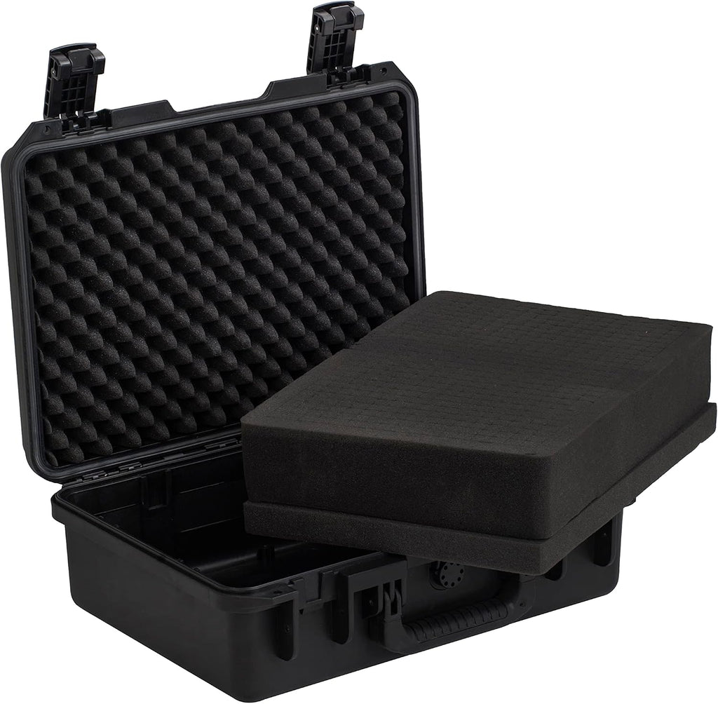 MEIJIA Premium Waterproof Hard Compact Camera Case with customizable fit foam,Full Protection with Light&Convenient Design,18.3'x13.4'x6.7',Elegant Black