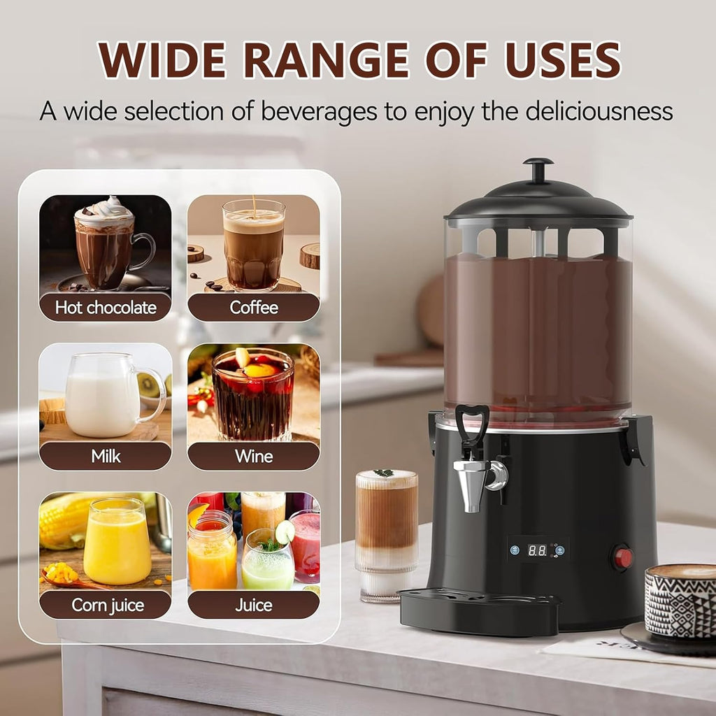 Commercial Hot Chocolate Machine & Beverage Dispenser, 5L/10L Electric Warmer for Coffee, Hot Chocolate, Milk Tea, 600W Chocolate Dispenser Warmer for Cafes & Restaurants,10L