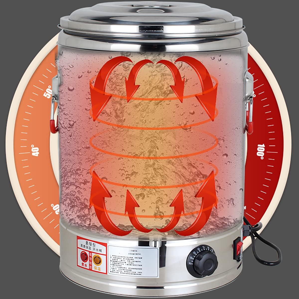 2800W Commercial Electric Catering Urn, 30-110°C Temperature Control Knob, Hot Water Boiler Dispenser Tea Boiler, Electric Boiling Water Bucket,49L